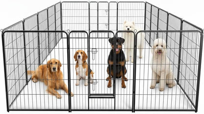 Dog Playpen, 40 Inch 16 Panels Dog Fence for Small/Medium/Large Dogs Puppy/Indoor & Outdoor Bliss, Perfect Dog Pen for Camping, Yard, RV, Garden Fence, Black