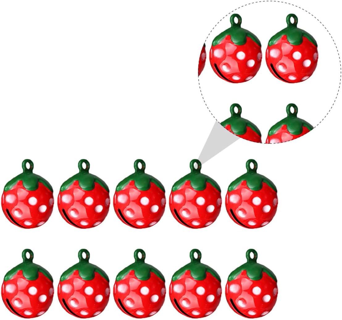 10Pcs Strawberry-Shaped Pet Collar Bells Mini Jingle Bell Pendants for Cats and Dogs, Strawberry Red DIY Craft Supply for Pet Necklace Accessories
