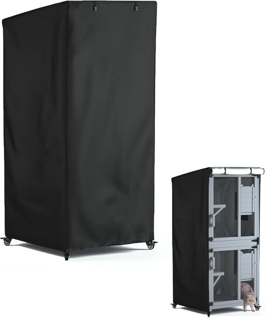 Outdoor Cat House Cover,Large Catio Cat Enclosures Dust Protection Cover, 600D heavy-duty waterproof tarpaulin , 100% Waterproof, 24.5"L x 23.4"W x 62.8"H ,Black