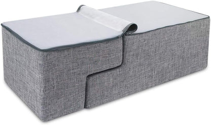 Best Pet Supplies Round Bed for Pet, 4-Step Pet Stair, Grey Linen (Foldable)