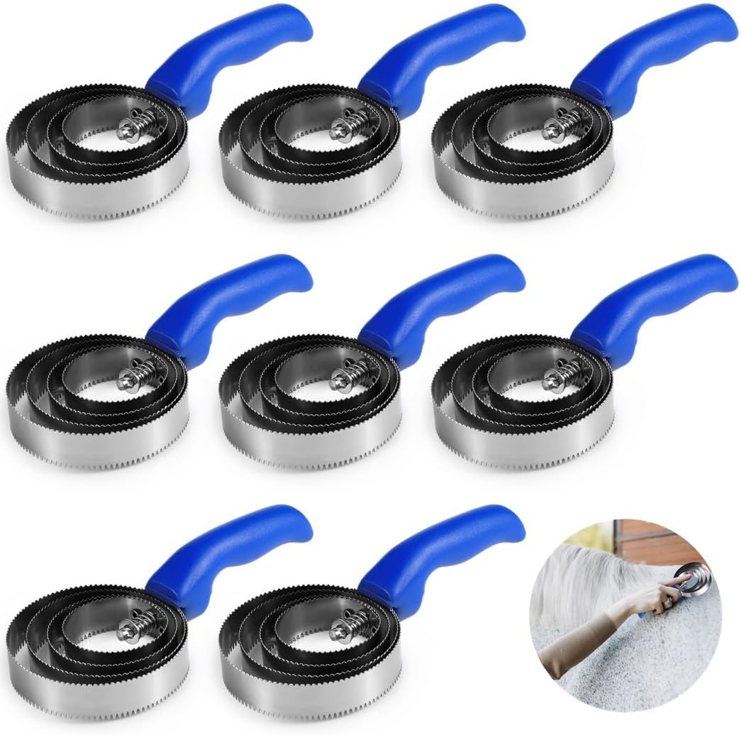 8 Pcs Reversible Stainless Steel Curry Combs, 4-Ring Metal Curry Brushes, Horse Brush Scrapers with Grip for Cow Sheep Pet Dog Goat Horse, Curry Comb Horse Brushes