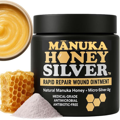 Well-Being Manuka Honey Silver Rapid Wound Repair Ointment for Dogs, Cats and Horses Superior Healing Qualities for Rapid Repair of Cuts, Surgical Inscisions, Abrasions Prevents Infection 2 Ounce