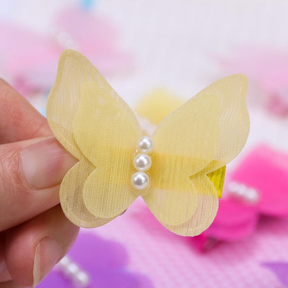 10pcs Pet Hair Accessories, Butterfly Pearl Hair Clips for Girls Cats and Dogs, Grooming Bowknot Attachments