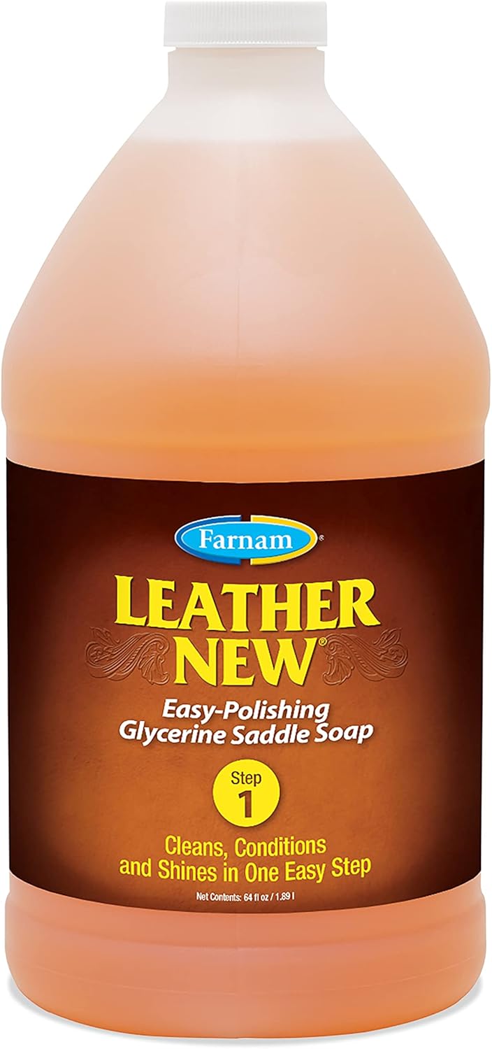 Farnam Leather New Easy-Polishing Glycerine Saddle Soap and Leather Saddle Cleaner, Protects and Preserves Leather, Cleans, Conditions and Polishes, 64 Oz.