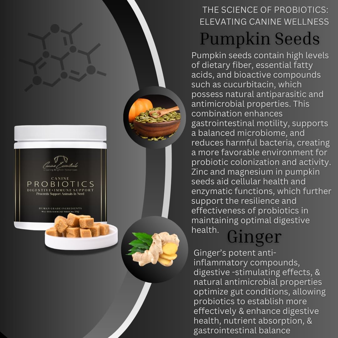 Probiotics for Dogs – Duck Flavour – Approx. 90 Chews, 8 oz – Digestive & Immune Support Supplement – Human-Grade Ingredients – Supports Animals in Need