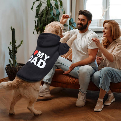 GreenJoy Dog Sweater Dog Hoodie Cold Weather Dog Coat Hooded Sweatshirt for Puppies,Cats, Small Medium Large Dogs (Medium, Black (I Love My Dad))
