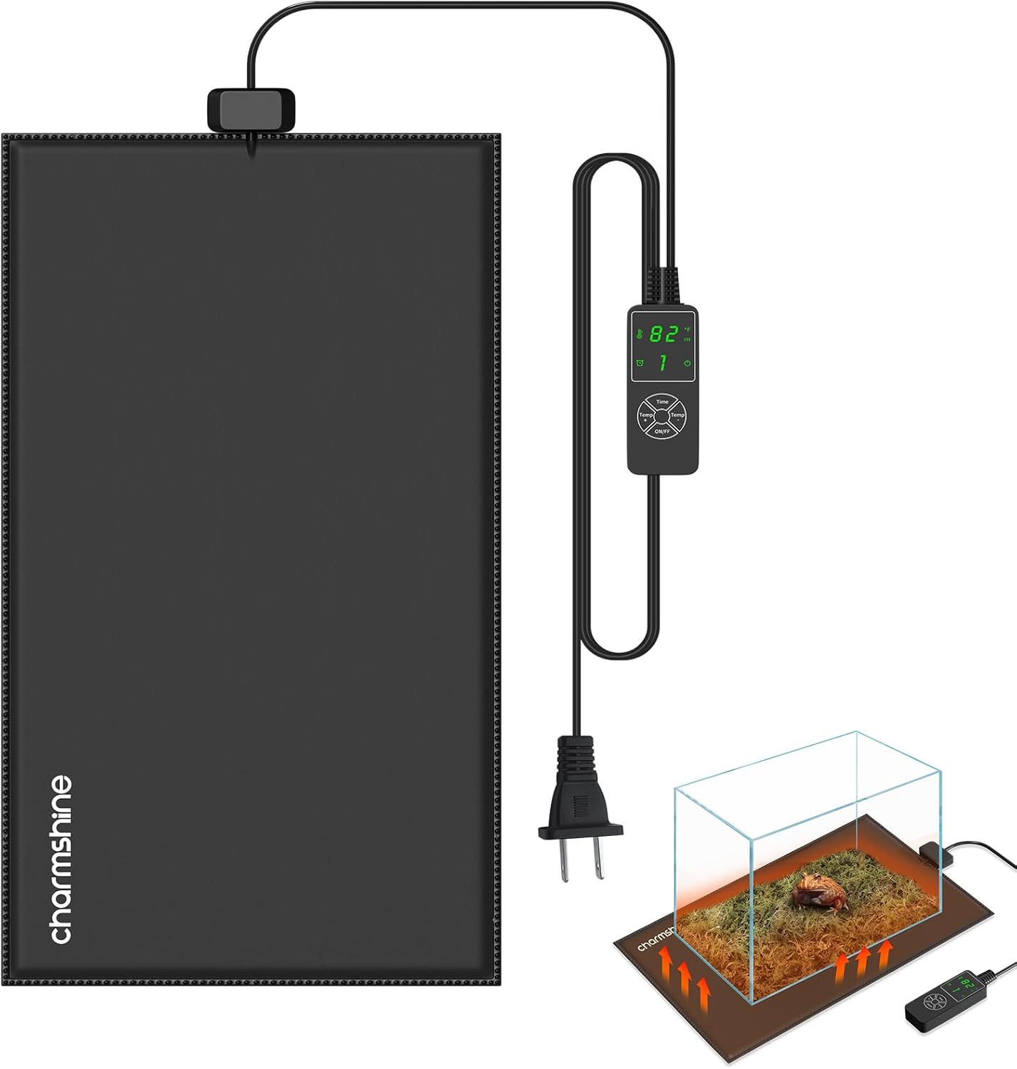 6 by 8-inch 7W Reptile Heating Pad Graphene with Temperature Control Reptile Tank Heat Pad Terrarium Under Tank Heater Mat for Snake Lizard Hermit Crab Reptiles Turtle Thermostat