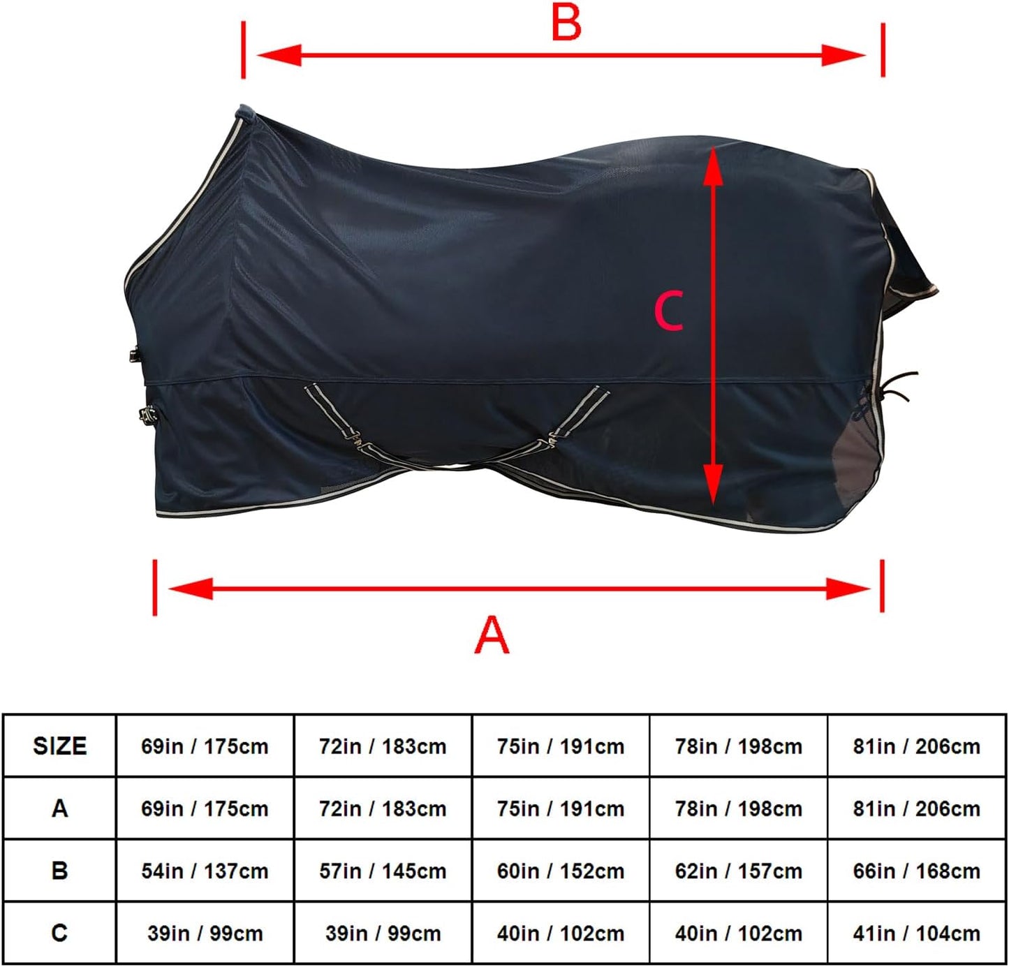 BARN & STABLE Breathable and Tear-Resistant Horse Fly Sheet with UV Protection Equine Summer Sheet Horse Fly Blanket with Removable Web Leg Straps