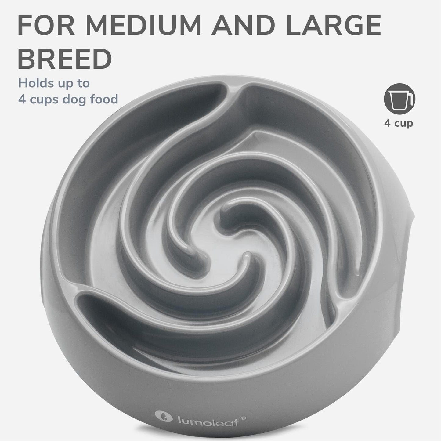 LumoLeaf Large Slow Feeder Dog Bowl (4 Cups) – Anti-Slip, Safe & Non-Toxic, Durable Melamine – Promotes Healthy Eating, Reduces Bloating – Ideal for Medium & Large Dogs