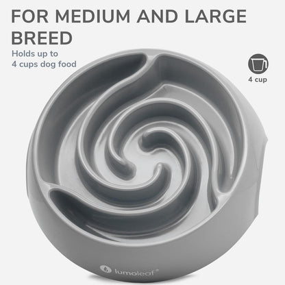 LumoLeaf Large Slow Feeder Dog Bowl (4 Cups) – Anti-Slip, Safe & Non-Toxic, Durable Melamine – Promotes Healthy Eating, Reduces Bloating – Ideal for Medium & Large Dogs