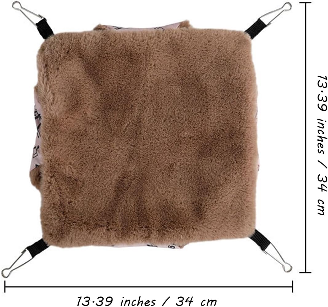 Pet Hammock with Adjustable Straps and Hooks Hanging Sleeping Bed Double Layer for Guinea Pig Squirrel Hamster Kittens Cats Small Animal Cage