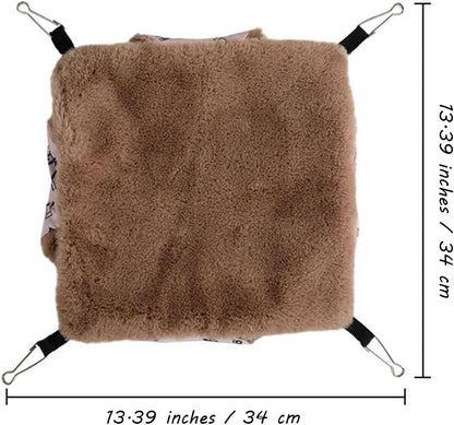 Pet Hammock with Adjustable Straps and Hooks Hanging Sleeping Bed Double Layer for Guinea Pig Squirrel Hamster Kittens Cats Small Animal Cage