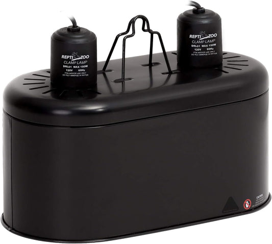 REPTI ZOO Dual Reptile Light Fixture for Reptile Dome UVB Lamp Fixture Dual Reptile Reflector Dome Lamp Cap Combo Integration Design Heat Lighting