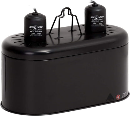 REPTI ZOO Dual Reptile Light Fixture for Reptile Dome UVB Lamp Fixture Dual Reptile Reflector Dome Lamp Cap Combo Integration Design Heat Lighting