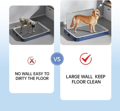 Indoor Dog Potty Tray with High Wall,25.59"X19.69" Pee Pad Holder,Dogs Litter Box,Mesh Training Toilet for Puppy and Small Size Dog,Housebreaking Supplies, Pet Products (Blue)