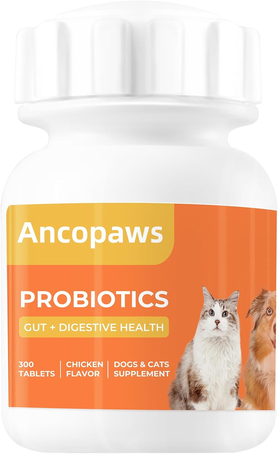 Probiotics for Dogs & Cats, Chicken Tablets, 300 Ct - Sensitive Stomach & Digestive Support, Gas & Bloating Relief, Food Transition - Grain/Gluten Free, No Artificial Additives
