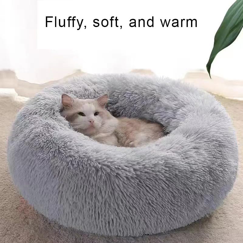 Dog Bed for Small Medium Large Dogs Cats, 20 inch Calming Washable-Round Cozy Soft Pet Bed for Puppy and Kitten with Slip-Resistant Bottom