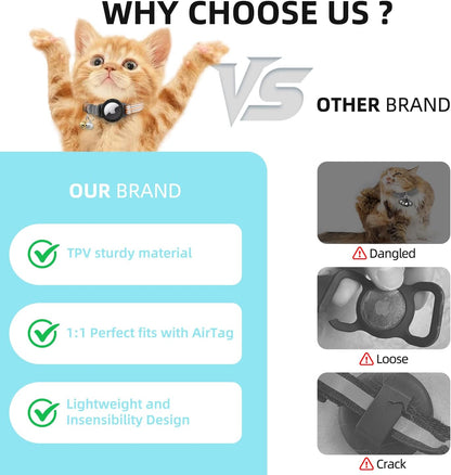 AirTag Cat Collar – Reflective Kitten Collars with Integrated Apple Air Tag Holder | Lightweight, Elastic Safety Cat AirTag Collar with Bell for Girl Boy Cats, Kittens, and Puppies (Orange, S)