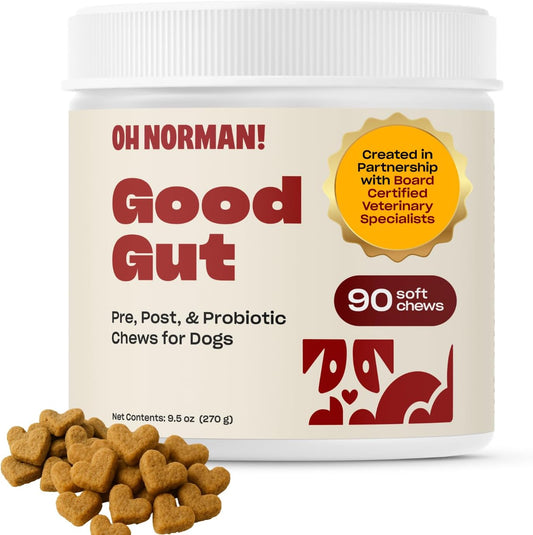 Oh Norman! Probiotic Chews for Dogs, Probiotics for Dogs Digestive Health with Enzymes, Allergy Relief for Seniors, Probiotics for Dog Wellness and Comfort