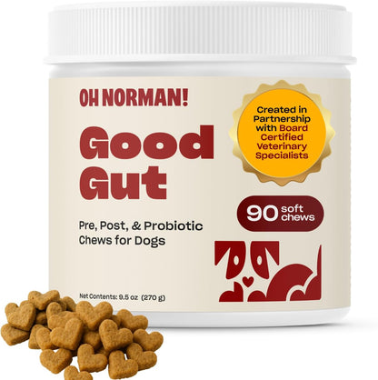 Oh Norman! Probiotic Chews for Dogs, Probiotics for Dogs Digestive Health with Enzymes, Allergy Relief for Seniors, Probiotics for Dog Wellness and Comfort