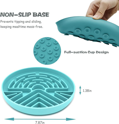 Lesipee Slow Feeder Dog Bowl for Large & Small Pets, Anti Choking Puzzle Dog Food Lick Mat with Non-Slip Base, Interactive Pet Slow Eating, Silicone Licking Mat Cat Feeding Bowl for Puppies & Cats