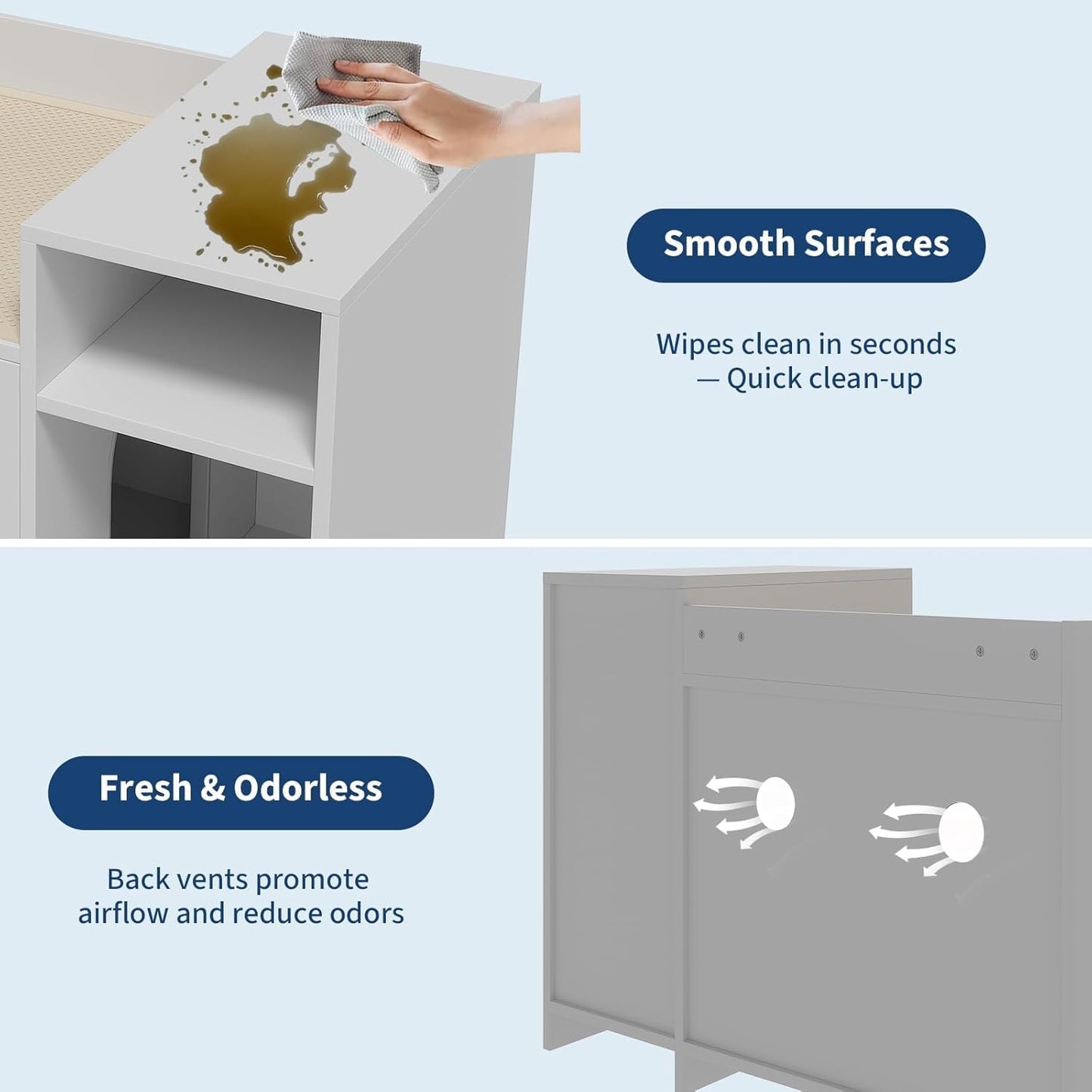 GAOMON Cat Litter Box Enclosure with Storage Shelf, Furniture-Style Hidden Litter Cabinet Dual-Door, Multi-Functional End Table for Home Use, Compatible with Most Standard Litter Boxes