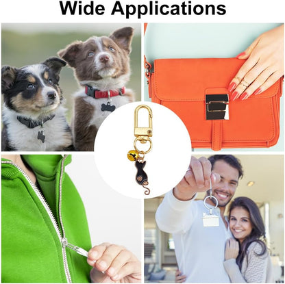 12pcs Cat Dog Collar Bells Charms, Pet Enamel Collar Bells Fishbone Jewelry Charms Cat Paw Alloy Collars Charm Bells for Cats Dogs Rabbit Necklace DIY Keyring Pendants Bag Decor