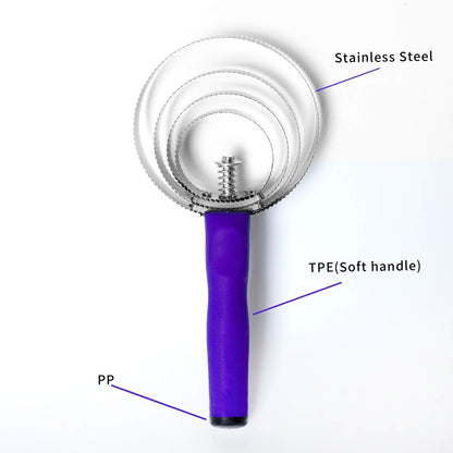 Reversible Stainless Steel Curry Comb with Soft Touch Grip (Purple)