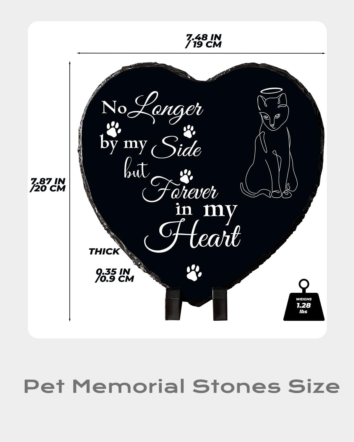 Cat Memorial Garden Stone Pet Loss Sympathy Gift, Bereavement Remembrance Plaque for Passing Away of Cat - in Memory Outdoor Funerary Grave Marker