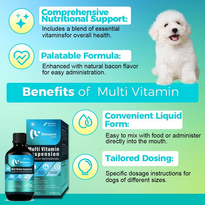 Pets Comprehensive Multi-Vitamin Suspension for Dogs - 240mL | Supports Skin, Coat, Bone & Immune Health | Boosts Vitality with Easy Liquid Dosing