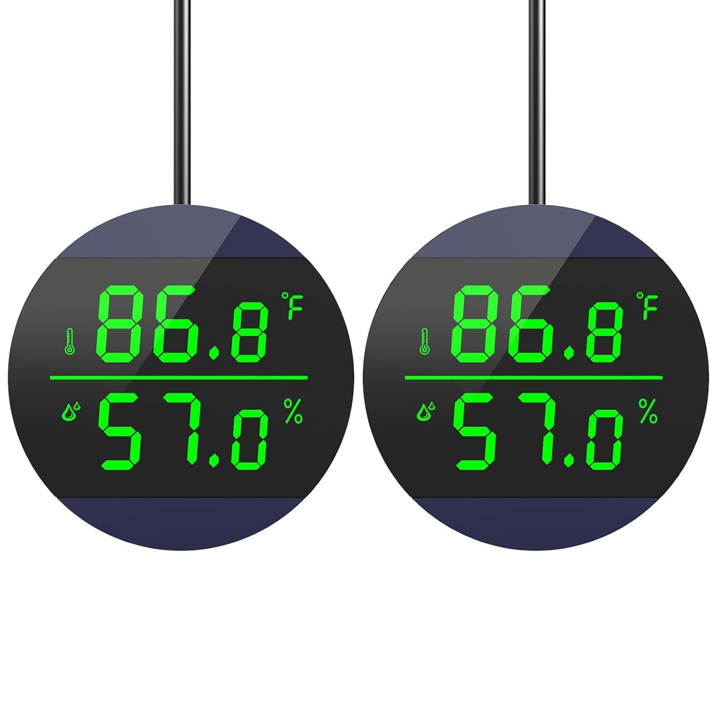 QZQ Reptile Thermometer and Humidity Gauge, LED Digital Thermometer Hydrometer, Reptile Tank Accessories for Bearded Dragon, Crested Gecko, Snake, Lizard, USB Power Supply (2 Pack Blue)