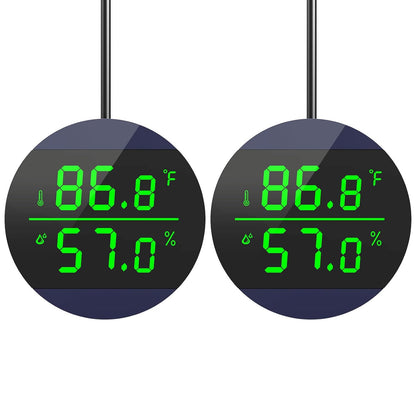QZQ Reptile Thermometer and Humidity Gauge, LED Digital Thermometer Hydrometer, Reptile Tank Accessories for Bearded Dragon, Crested Gecko, Snake, Lizard, USB Power Supply (2 Pack Blue)