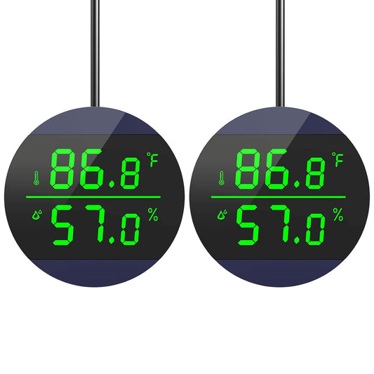 QZQ Reptile Thermometer and Humidity Gauge, LED Digital Thermometer Hydrometer, Reptile Tank Accessories for Bearded Dragon, Crested Gecko, Snake, Lizard, USB Power Supply (2 Pack Blue)