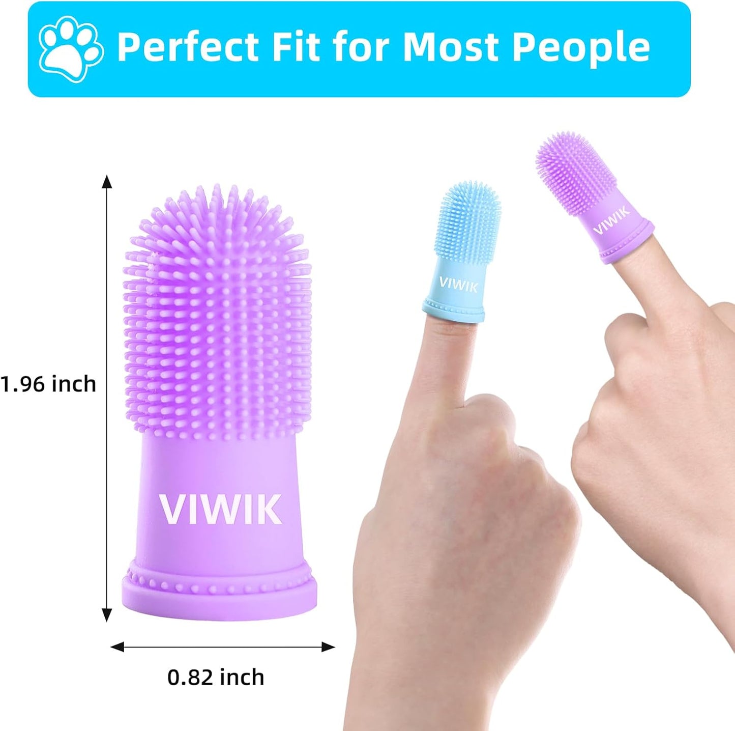 VIWIK 4Pack Dog Toothbrush Kit - Cat Finger Toothbrush for Medium to Large Dogs & Puppies, Dental Care & Teeth Cleaning