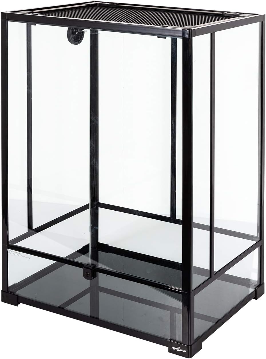 REPTI ZOO 24" x 18" x 36" Reptile Tall Glass Terrarium Rainforest Habitat Double Hinge Door with Screen Ventilation 67 Gallon Reptile Terrarium Easy Assembly