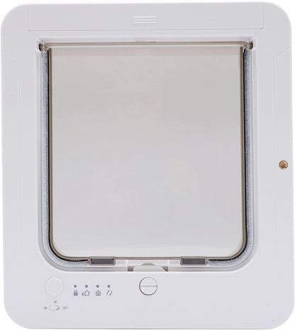 Smart Dog Door, Auto Sensing Pet Door Weatherproof 210mAh Battery for Home (White + Remote Control)