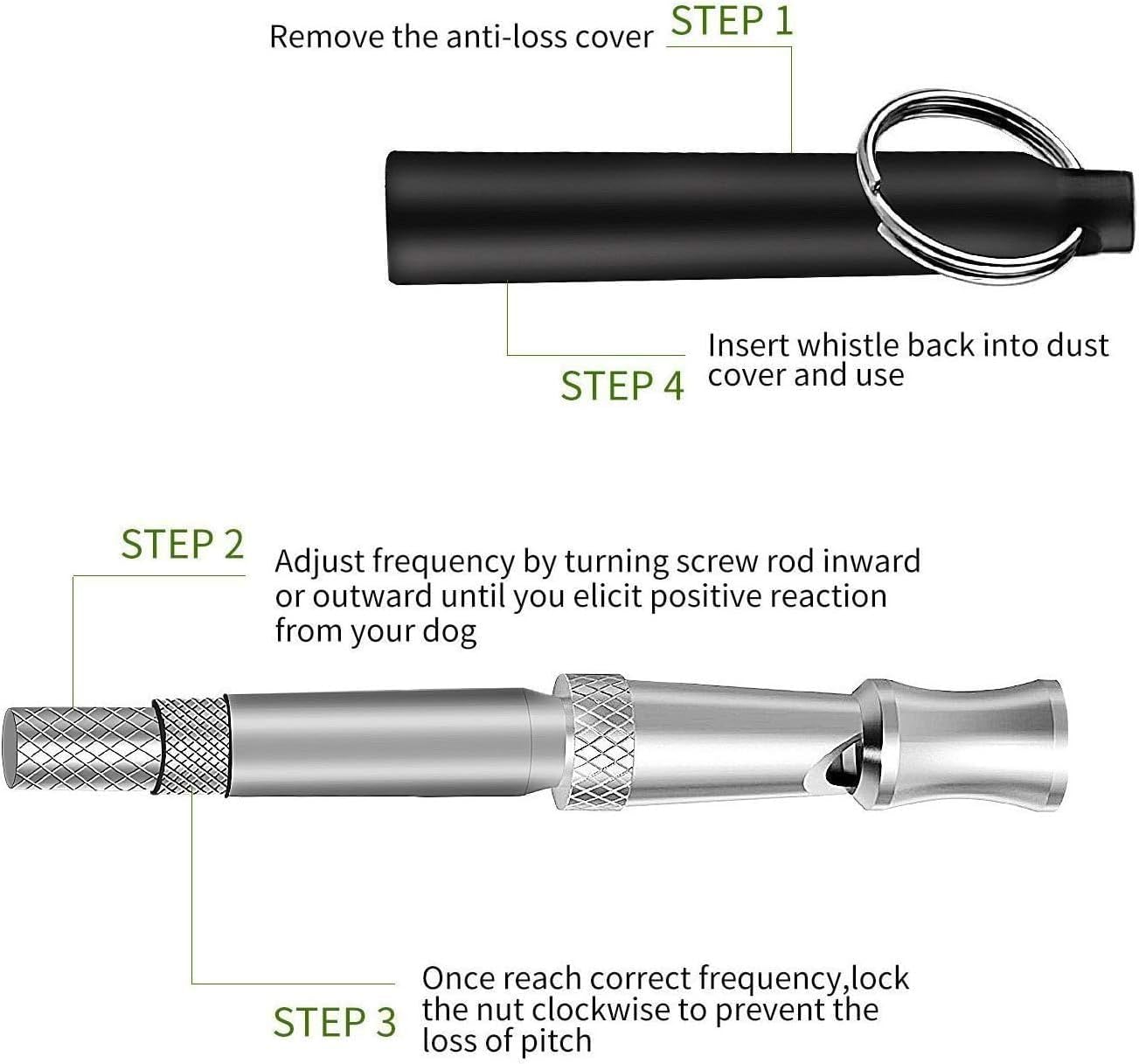 Dog Whistle to Stop Barking,Adjustable Pitch Ultrasonic Training Whistle Silent Bark Control for Dogs-2 Pack Dog Whistle with Free Lanyard Strap