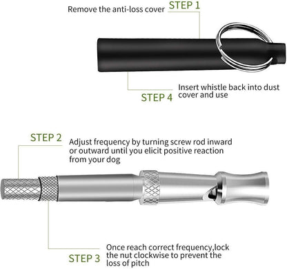 Dog Whistle to Stop Barking,Adjustable Pitch Ultrasonic Training Whistle Silent Bark Control for Dogs-2 Pack Dog Whistle with Free Lanyard Strap