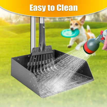 TOOGE Larger Pooper Scooper, Dog Pooper Scooper for Large Medium Small Dogs Heavy Duty Long Handle Metal Tray Rake Shovel Set for Yard Grass