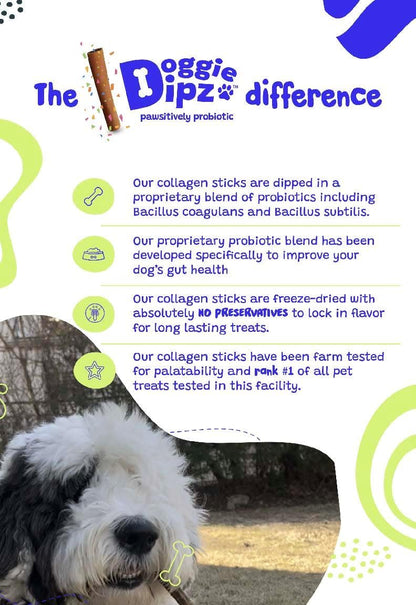 Beef Collagen Sticks for Dogs – 10 Pack - 6” Sticks - Healthy Dog Chew Treats with Probiotics – Natural, Rawhide-Free, Long-Lasting – Bully Stick Alternative Made in USA (Unflavored)