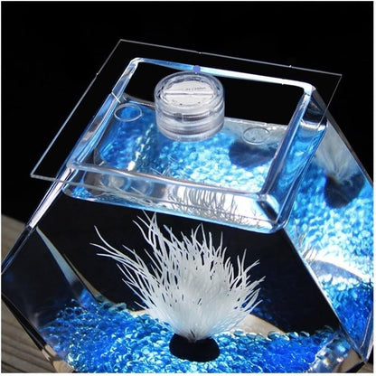 Fish Tank Glass Fish Tank Thickened Transparent Desktop Decorative Office Creative Goldfish Bowl Vase(10.2cm)