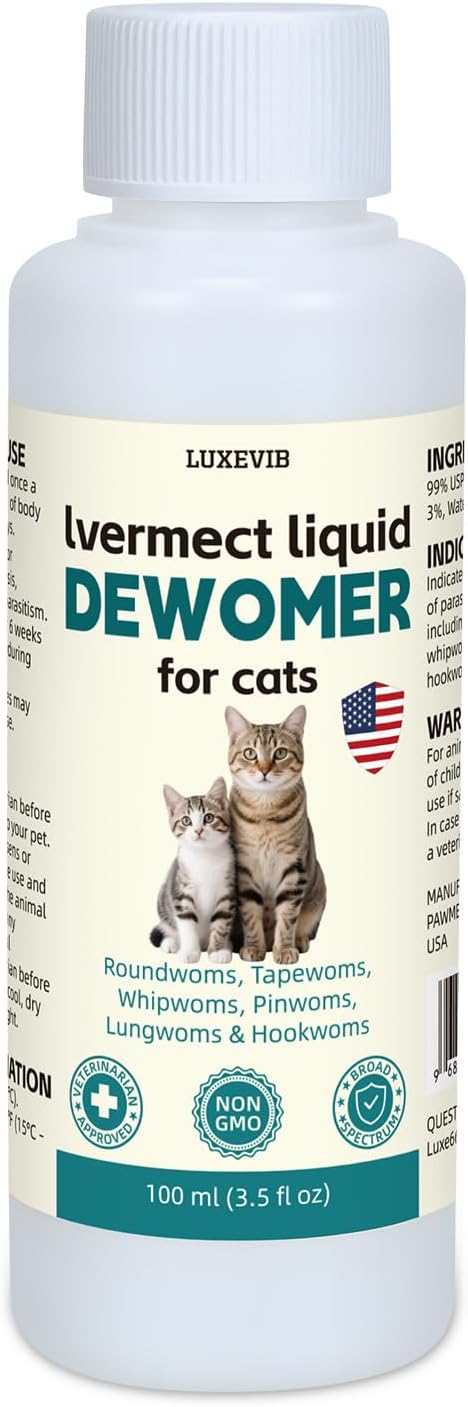 lvermect Liquid for Cats, Dewomax Liquid Formula for Cat | Broad Spectrum Support | Promotes Digestive Comfort & Daily Balance | Gentle & Easy-to-Feed | 100 ml (3.5 oz)