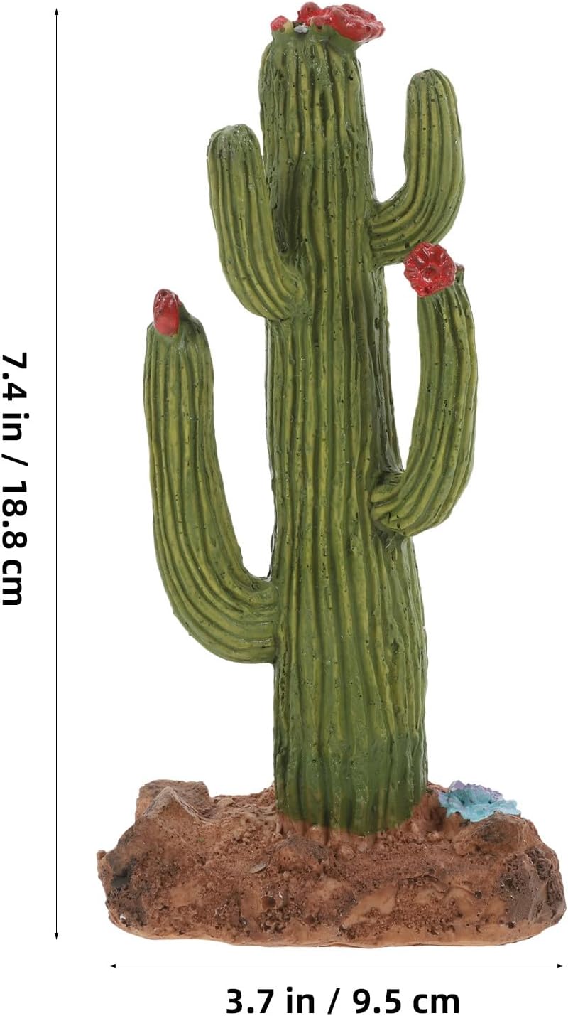 BESPORTBLE Artificial Cactus Terrarium Plants Reptile Habitat Decor for Turtle and Crested Gecko Tank Accessories Desert Simulation Landscaping