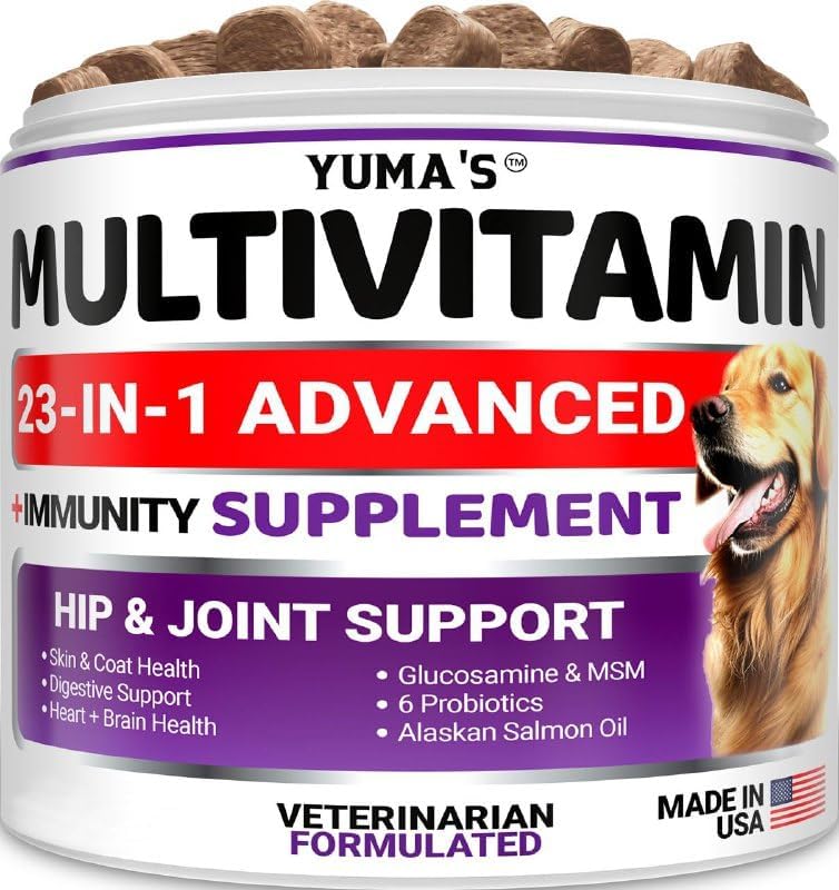 Dog Multivitamin Chews with Probiotics & Glucosamine - All Breeds & Ages - Supports Digestion, Mobility & Skin Health