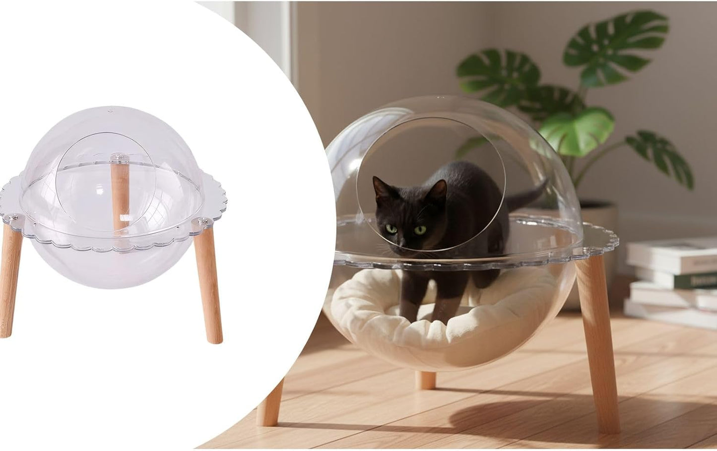 Space Capsule Cat Bed for Indoor Cats, Cat House with Design and Modern Style