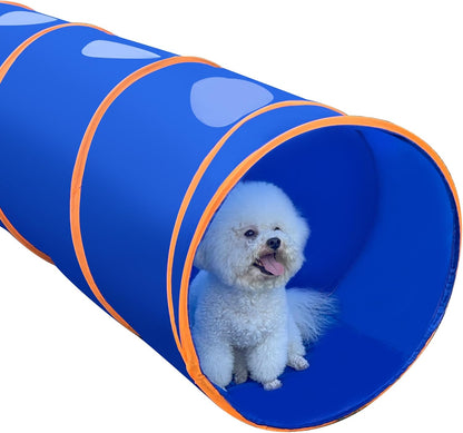 Dog Agility Tunnel with Ventilated mesh, Dog Agility Equipment, Dog Agility Training with Carry Bag (Blue+Orange)