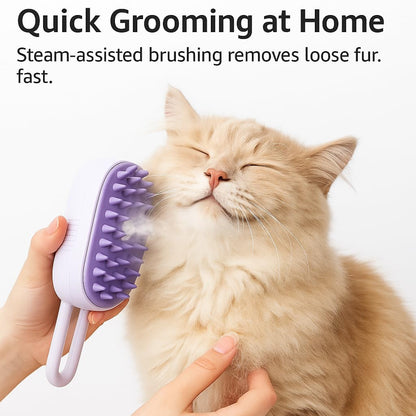 Cat Steam Brush for Shedding – Pet Steam Grooming Tool for Cats & Dogs, Rechargeable De-Shedding Cat Brush with Cleaning & Massage