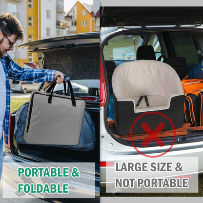 Vivifying Dog Car Seats for Small Dogs, Portable Dog Booster Car Seat with Storage Pockets and Safety Belt, Comfortable Travel Bed for Small Pets Up to 25lbs (Gray)