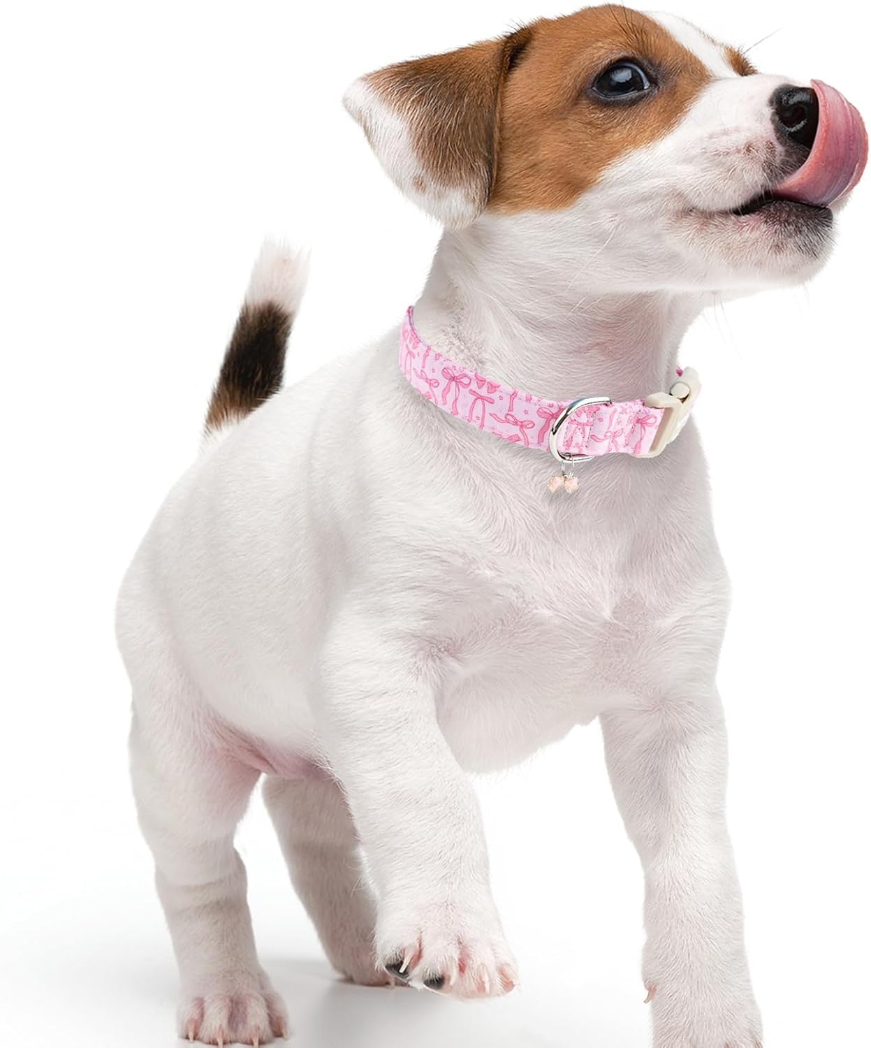 Faygarsle Cute Pink Bow Pattern Dog Collar for Summer Spring DesignSmall Medium Large Dogs M