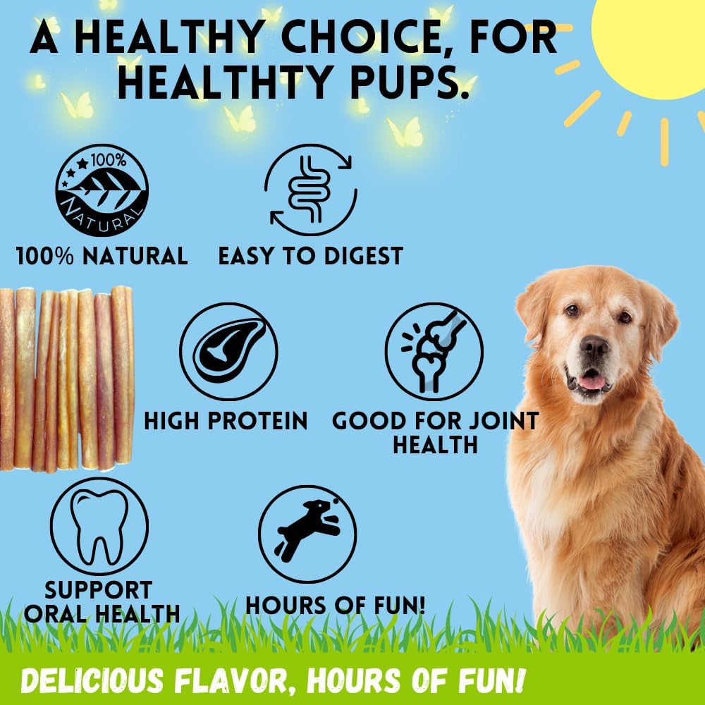 BULLYSTICKS & MORE 6 Inch Beef Collagen Sticks for Dogs (16 Count) - Bones for Dogs - No Hide Sticks Beef Cheek Rolls